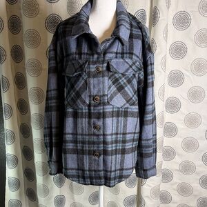 Love Tree Blue and Black Plaid Shirt